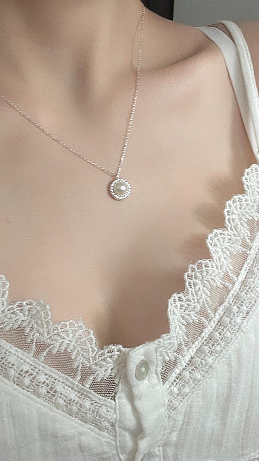 Charmosa 純銀氣質珍珠吊墜項鏈 女裝